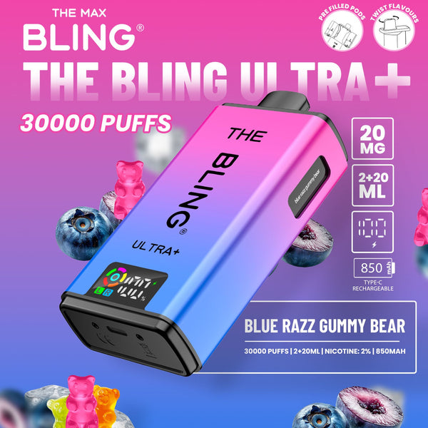 The Bling Ultra Plus 30k Puffs Prefilled Pod vape wholesale pack of 5
